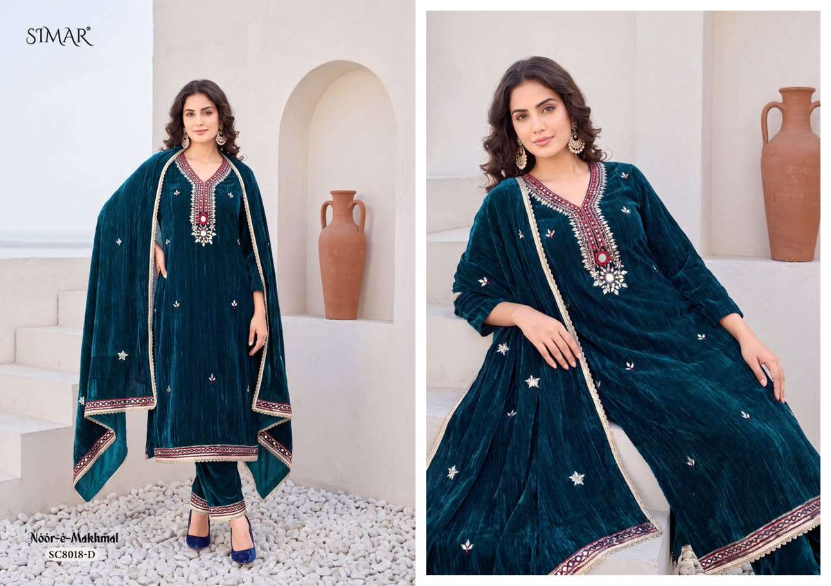 Glossy Simar Noor E Makhmal Premium Crush Velvet Dress Material