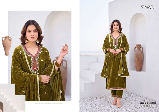 Glossy Simar Noor E Makhmal Premium Crush Velvet Dress Material