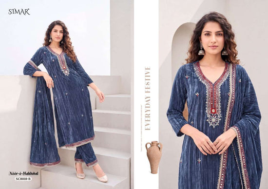 Glossy Simar Noor E Makhmal Premium Crush Velvet Dress Material