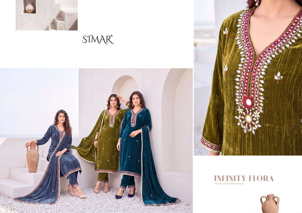 Glossy Simar Noor E Makhmal Premium Crush Velvet Dress Material