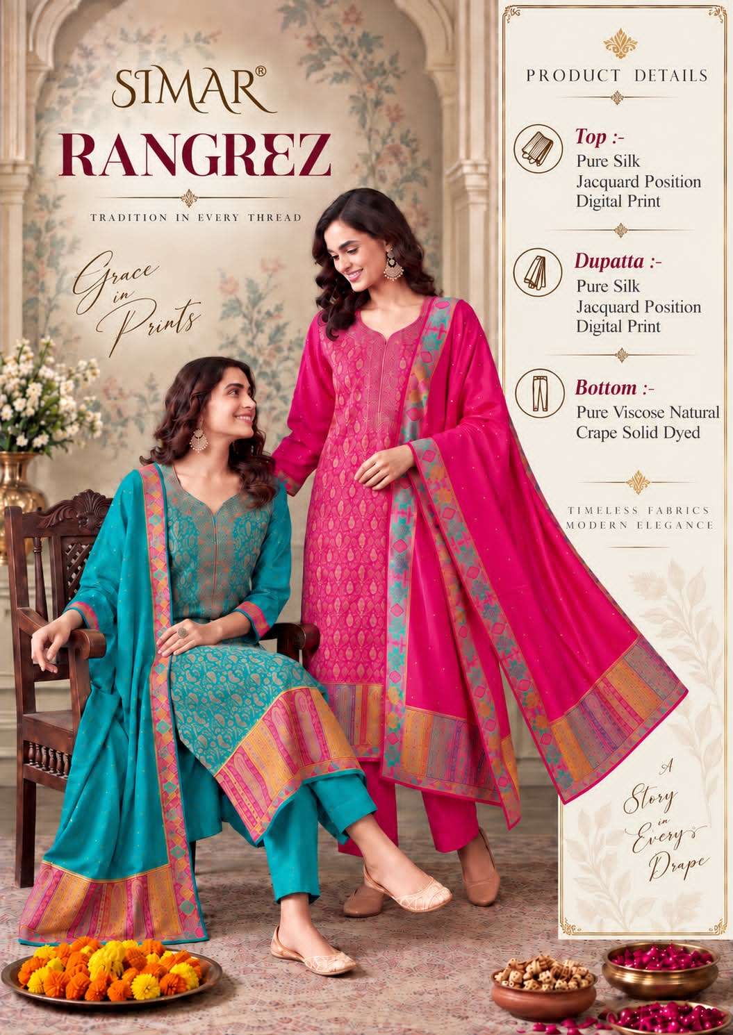 Glossy Simar Rangrez Pure Silk Jacquard Suit Set