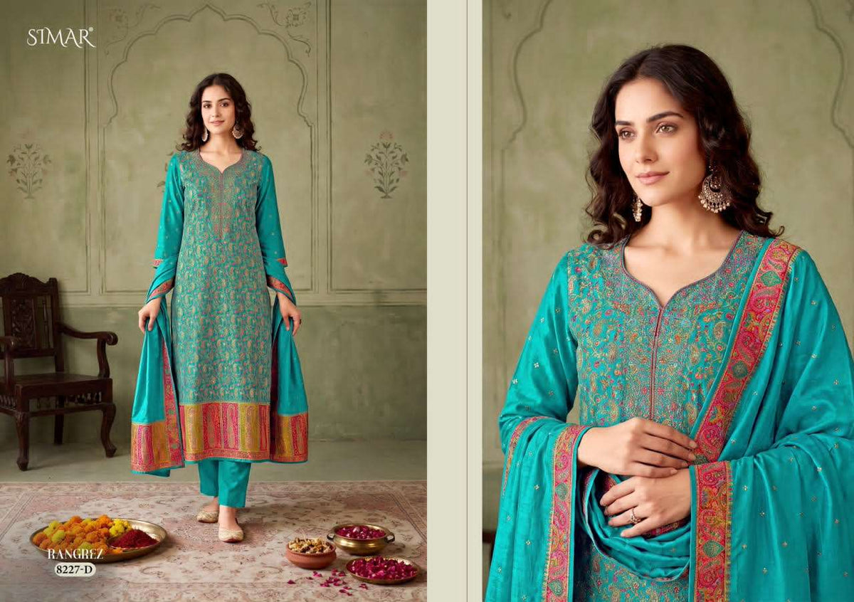 Glossy Simar Rangrez Pure Silk Jacquard Suit Set