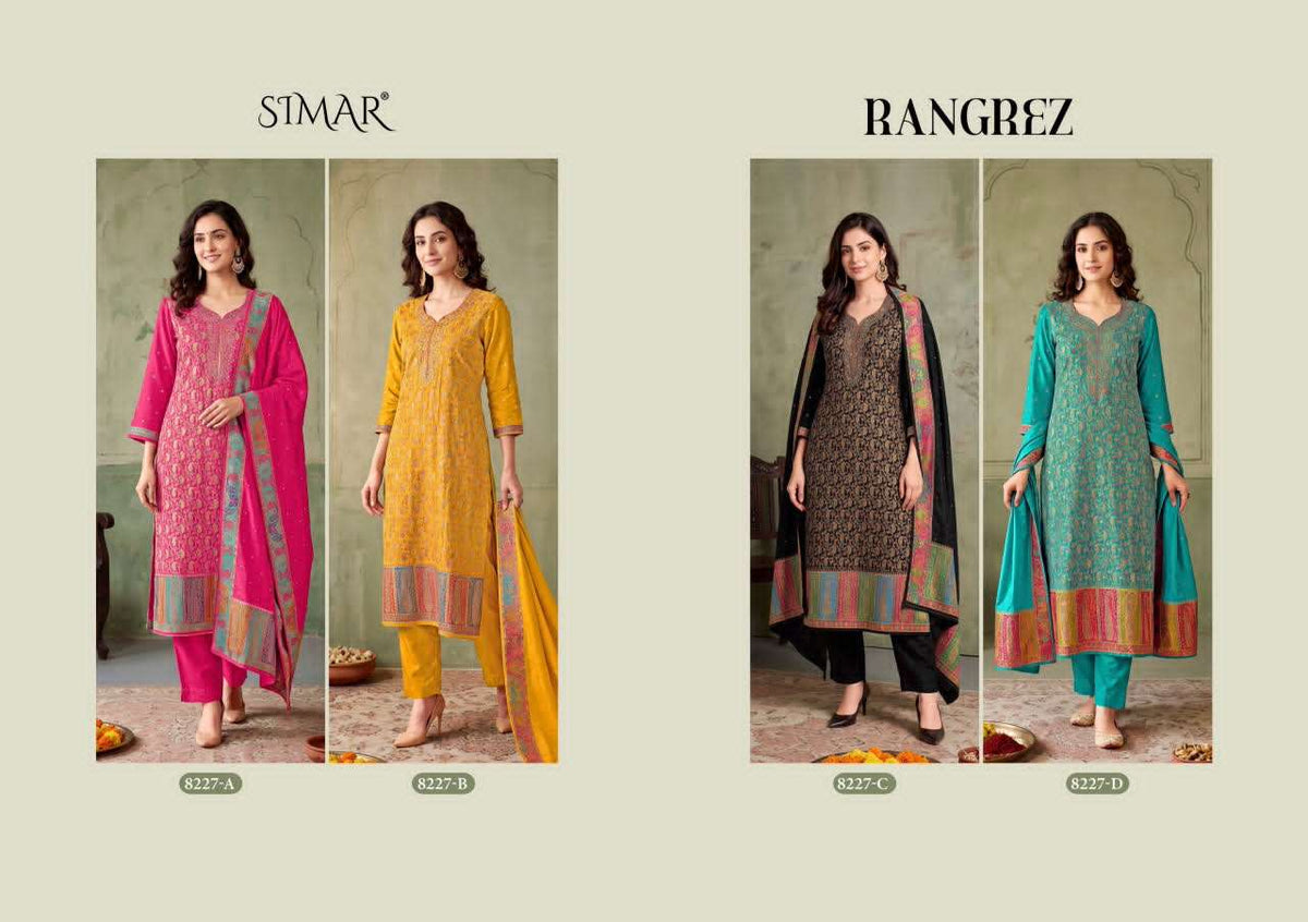 Glossy Simar Rangrez Pure Silk Jacquard Suit Set
