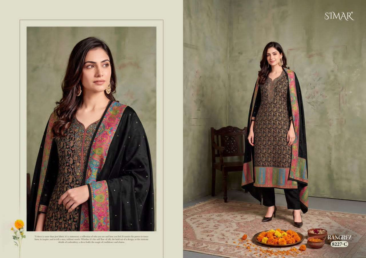 Glossy Simar Rangrez Pure Silk Jacquard Suit Set