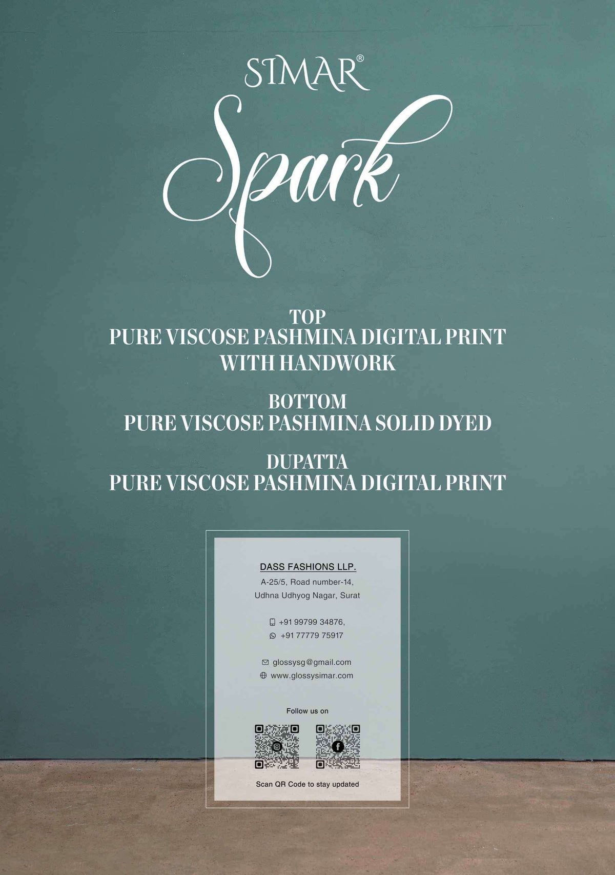 Glossy Simar Spark Digital Printed Viscose Pashmina Dress Material