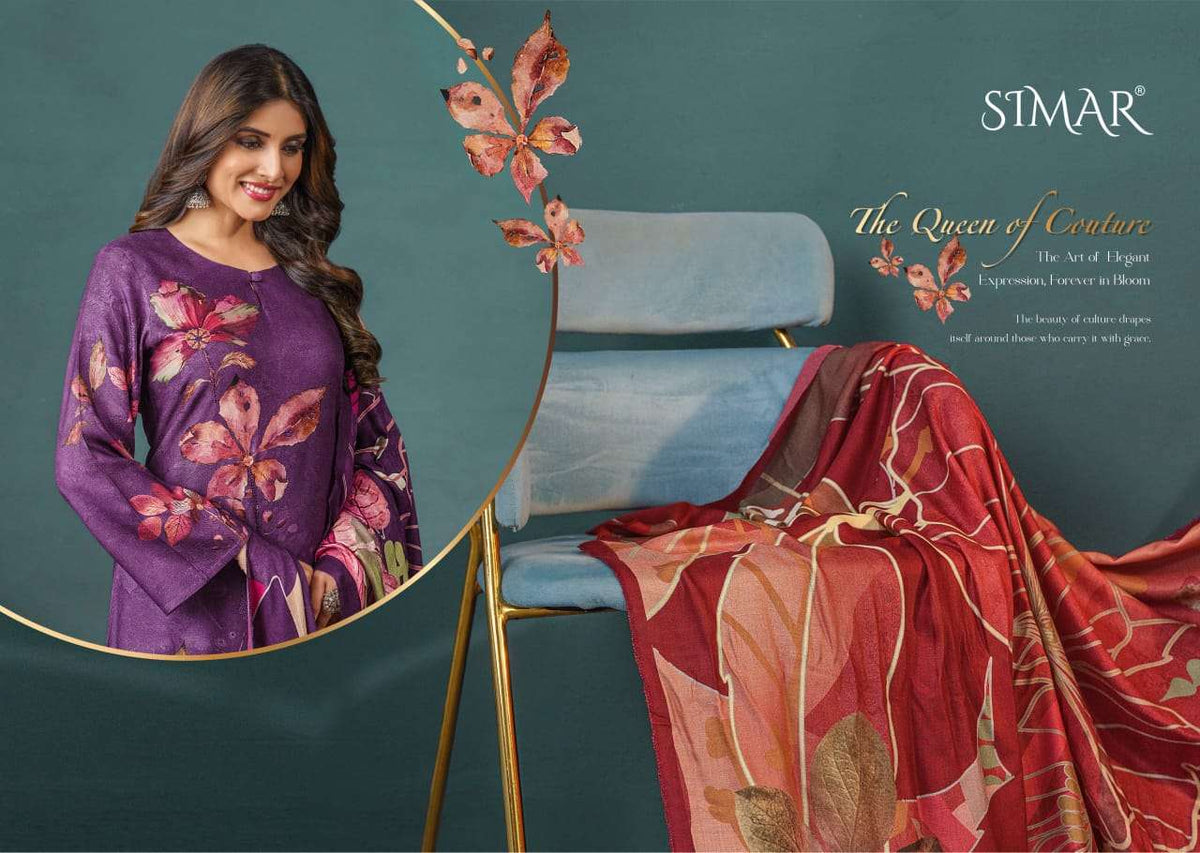 Glossy Simar Spark Digital Printed Viscose Pashmina Dress Material