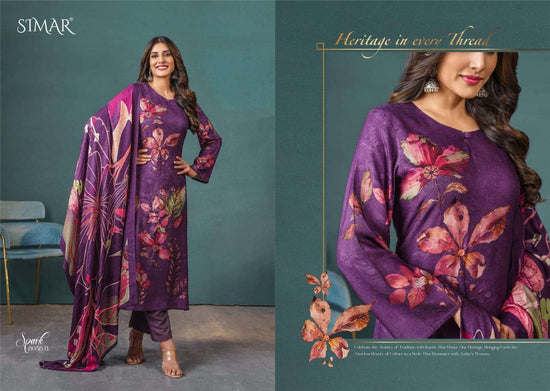Glossy Simar Spark Digital Printed Viscose Pashmina Dress Material