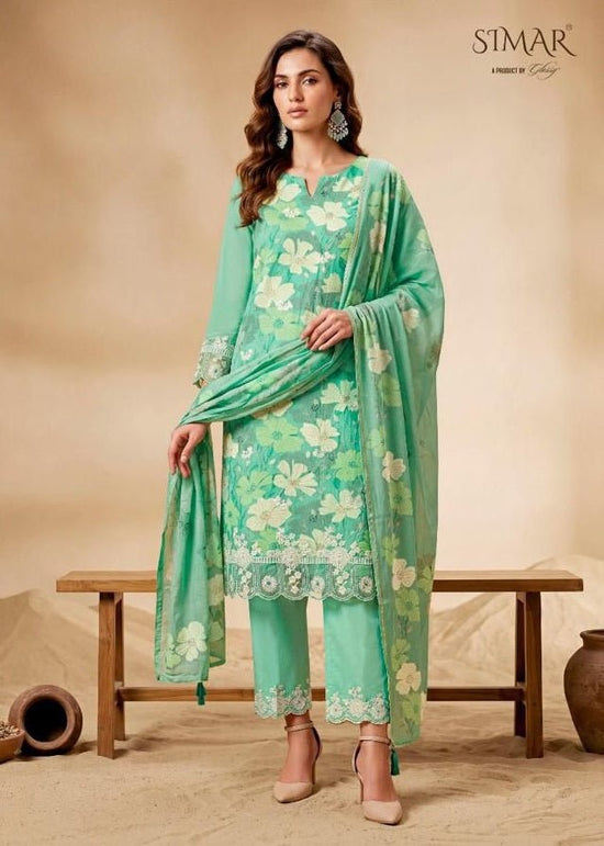 Glossy Simar Vastrika Mal Cotton Printed Embroidered Dress Material - Amrah Wholesale
