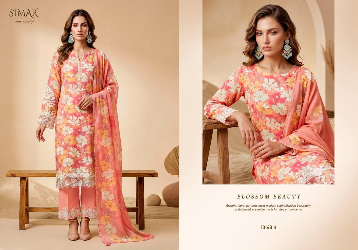 Glossy Simar Vastrika Mal Cotton Printed Embroidered Dress Material - Amrah Wholesale
