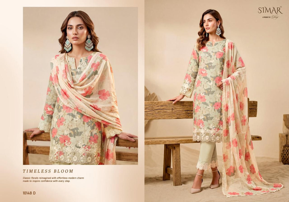 Glossy Simar Vastrika Mal Cotton Printed Embroidered Dress Material - Amrah Wholesale