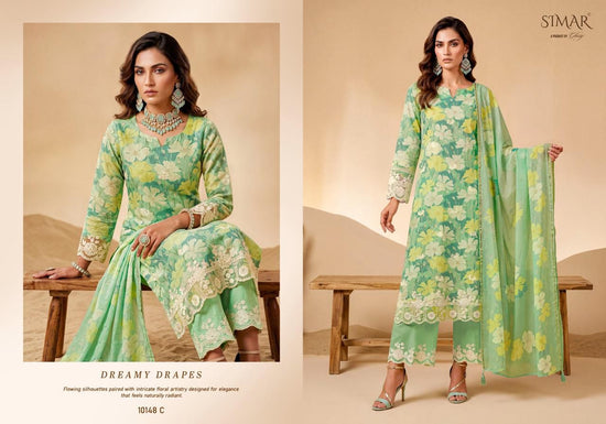 Glossy Simar Vastrika Mal Cotton Printed Embroidered Dress Material - Amrah Wholesale