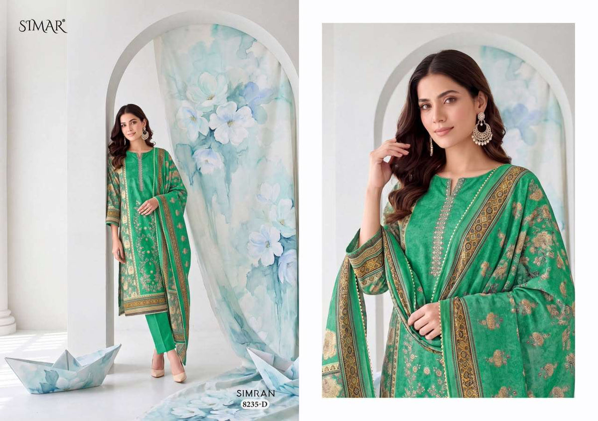 Glossy Simran Pure Viscose Corduroy Digital Print Dress Material