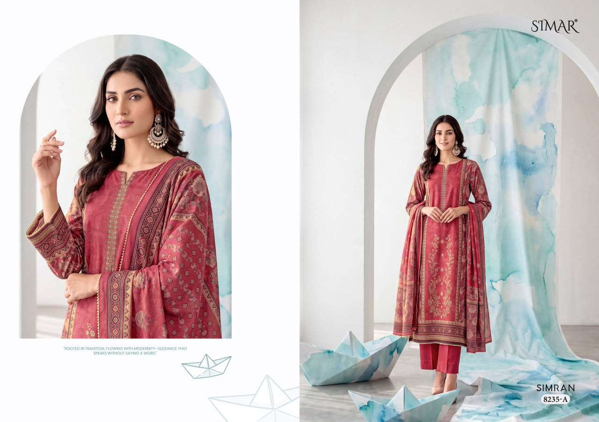 Glossy Simran Pure Viscose Corduroy Digital Print Dress Material