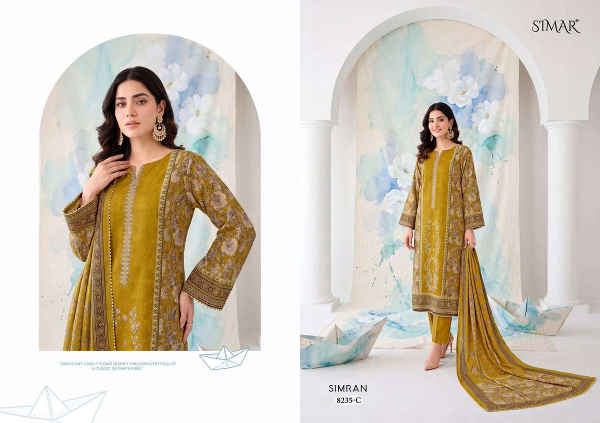 Glossy Simran Pure Viscose Corduroy Digital Print Dress Material
