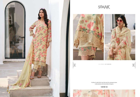 Glossy The Flower Story Lawn Cotton Dress Material - Amrah Wholesale