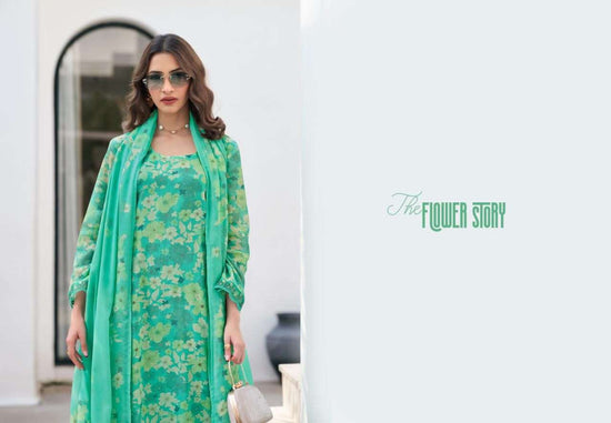 Glossy The Flower Story Lawn Cotton Dress Material - Amrah Wholesale