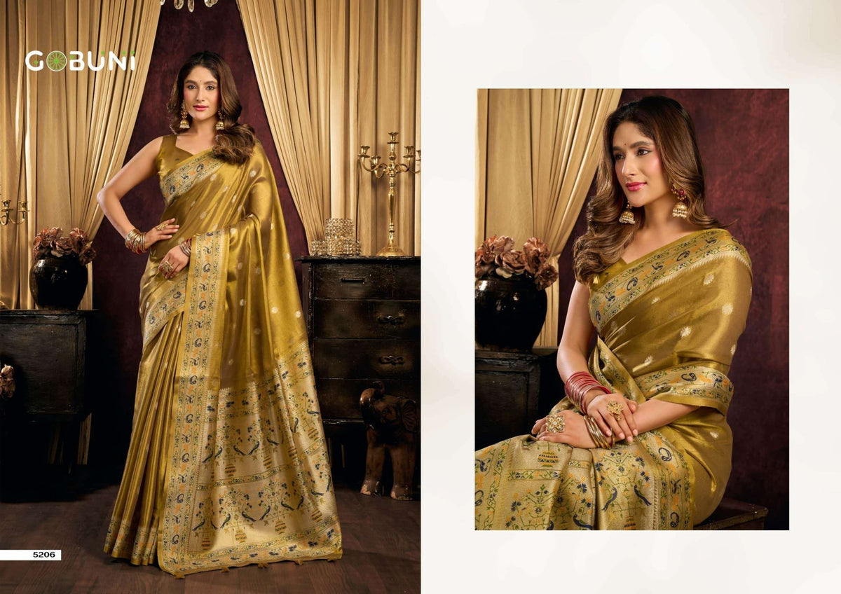 GOBUNI SAIRA Tissue Silk Printed Sarees - Amrah Wholesale
