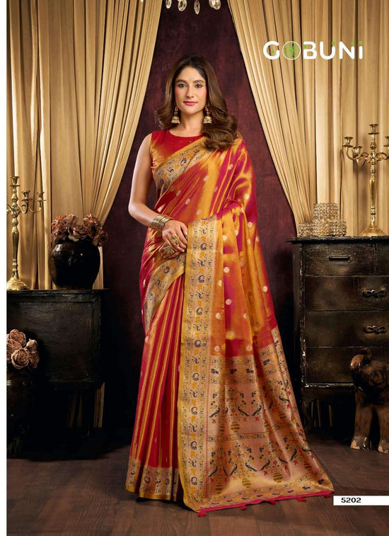 GOBUNI SAIRA Tissue Silk Printed Sarees - Amrah Wholesale