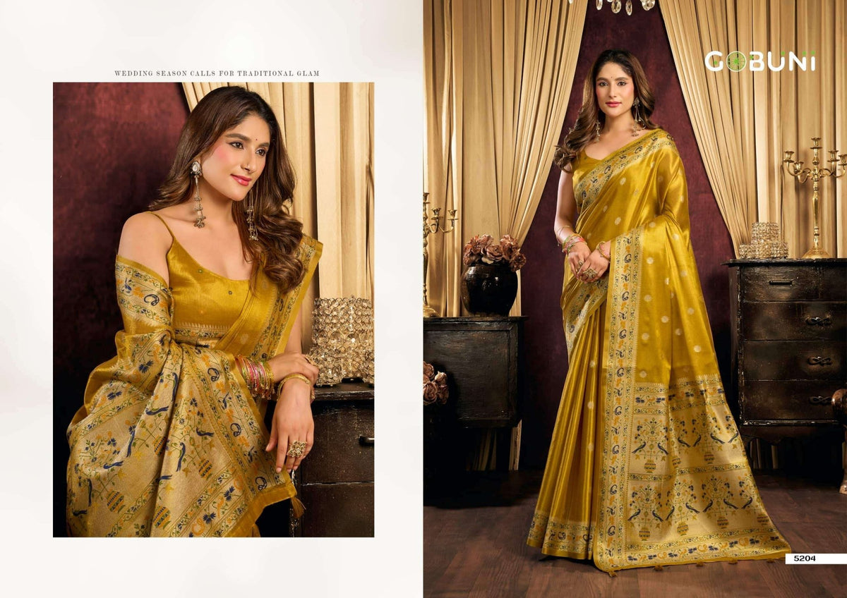 GOBUNI SAIRA Tissue Silk Printed Sarees - Amrah Wholesale