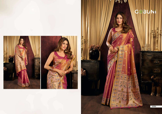 GOBUNI SAIRA Tissue Silk Printed Sarees - Amrah Wholesale