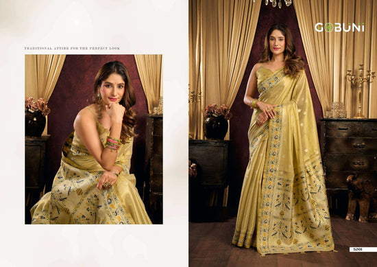 GOBUNI SAIRA Tissue Silk Printed Sarees - Amrah Wholesale