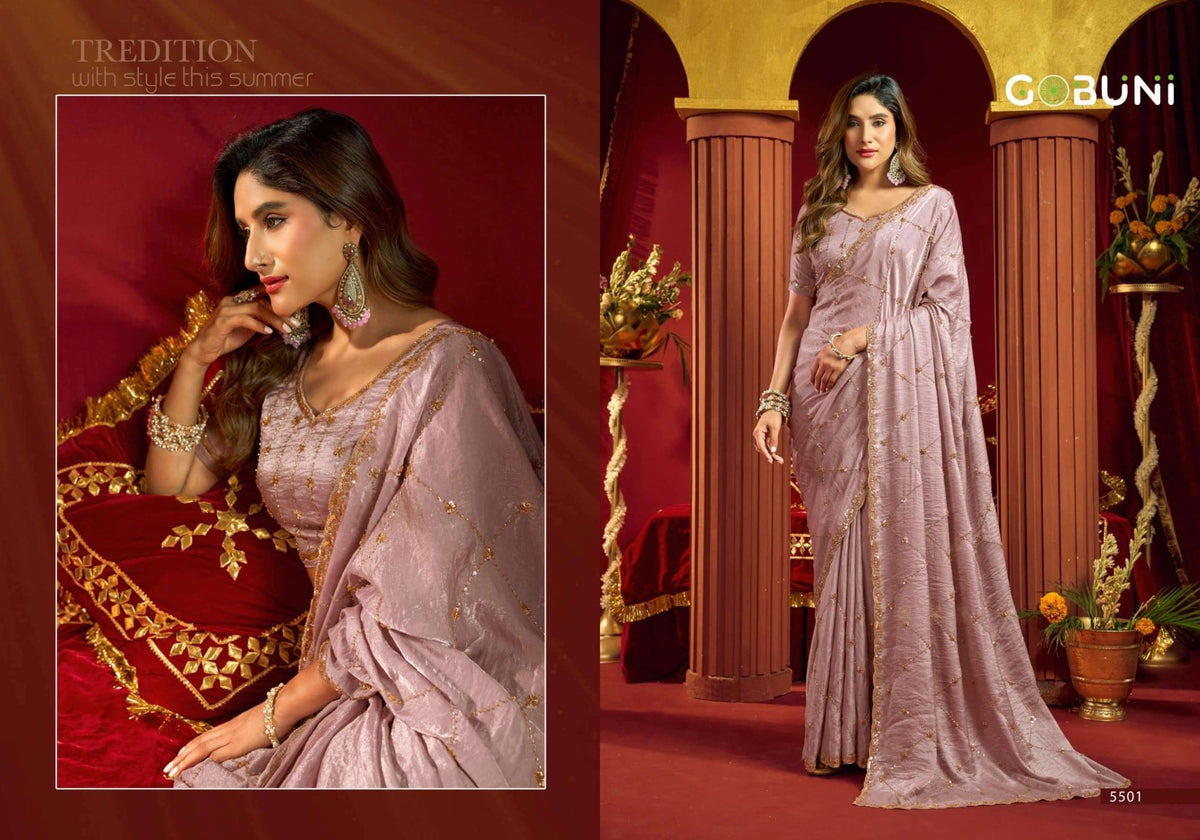 GOBUNI SANIA Velvet Bliss Sarees - Amrah Wholesale