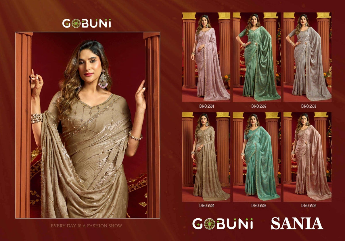 GOBUNI SANIA Velvet Bliss Sarees - Amrah Wholesale