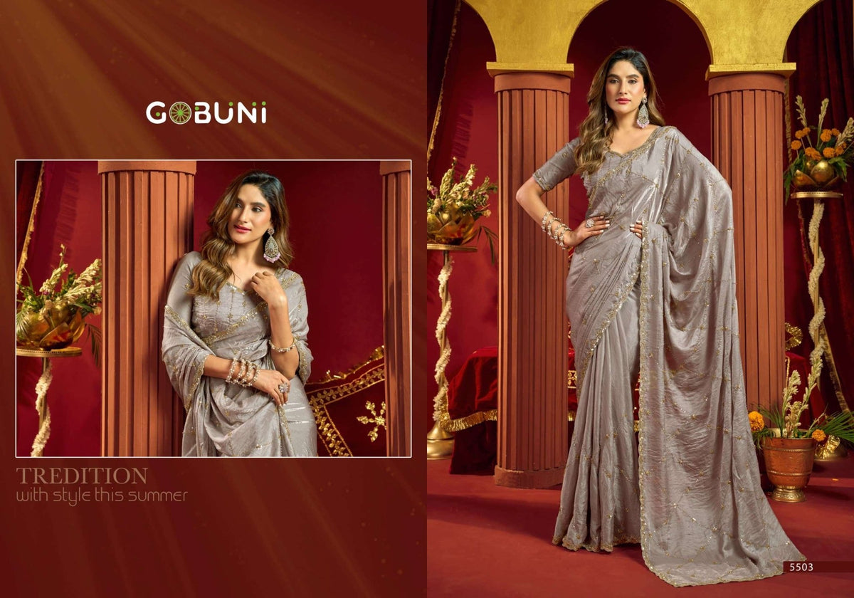 GOBUNI SANIA Velvet Bliss Sarees - Amrah Wholesale