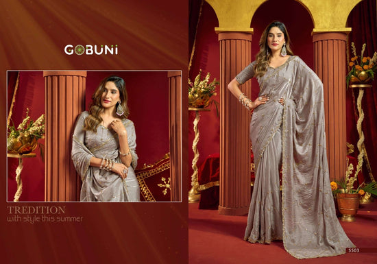 GOBUNI SANIA Velvet Bliss Sarees - Amrah Wholesale