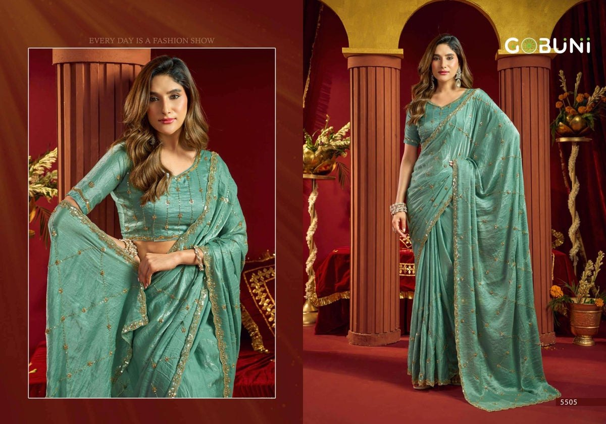 GOBUNI SANIA Velvet Bliss Sarees - Amrah Wholesale