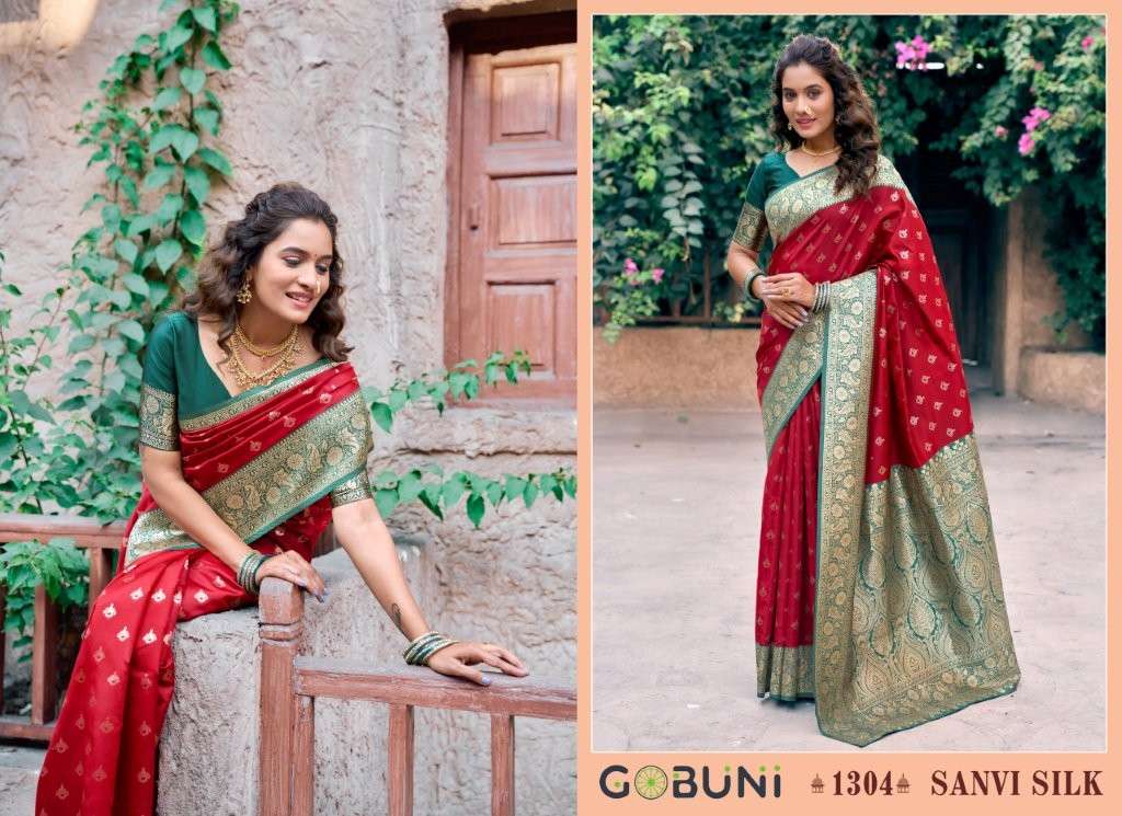 Gobuni Sanvi Silk Pure Silk Weaving Saree - Amrah Wholesale