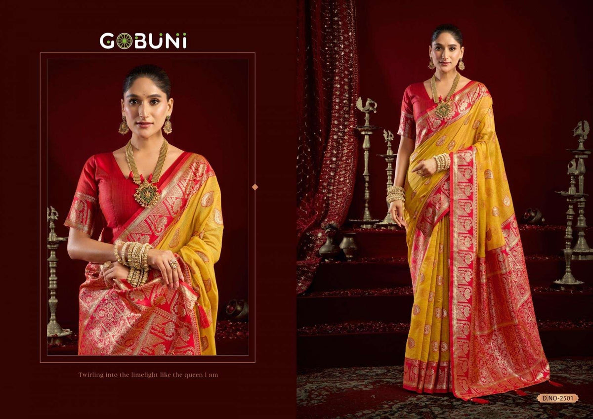 Gobuni Shivika Silk Banarasi Jacquard Sarees - Amrah Wholesale