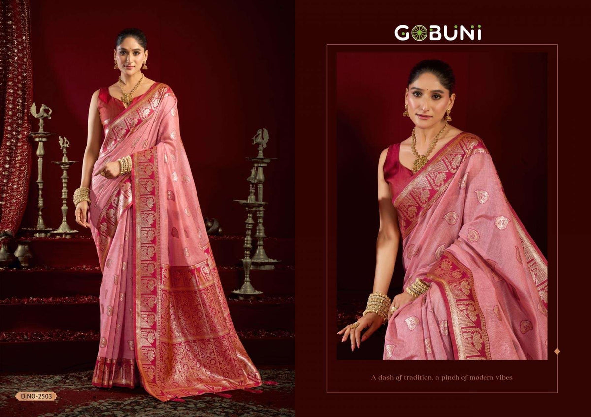 Gobuni Shivika Silk Banarasi Jacquard Sarees - Amrah Wholesale