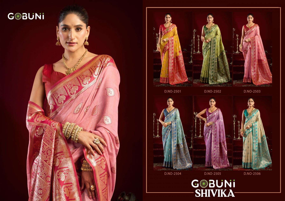 Gobuni Shivika Silk Banarasi Jacquard Sarees - Amrah Wholesale