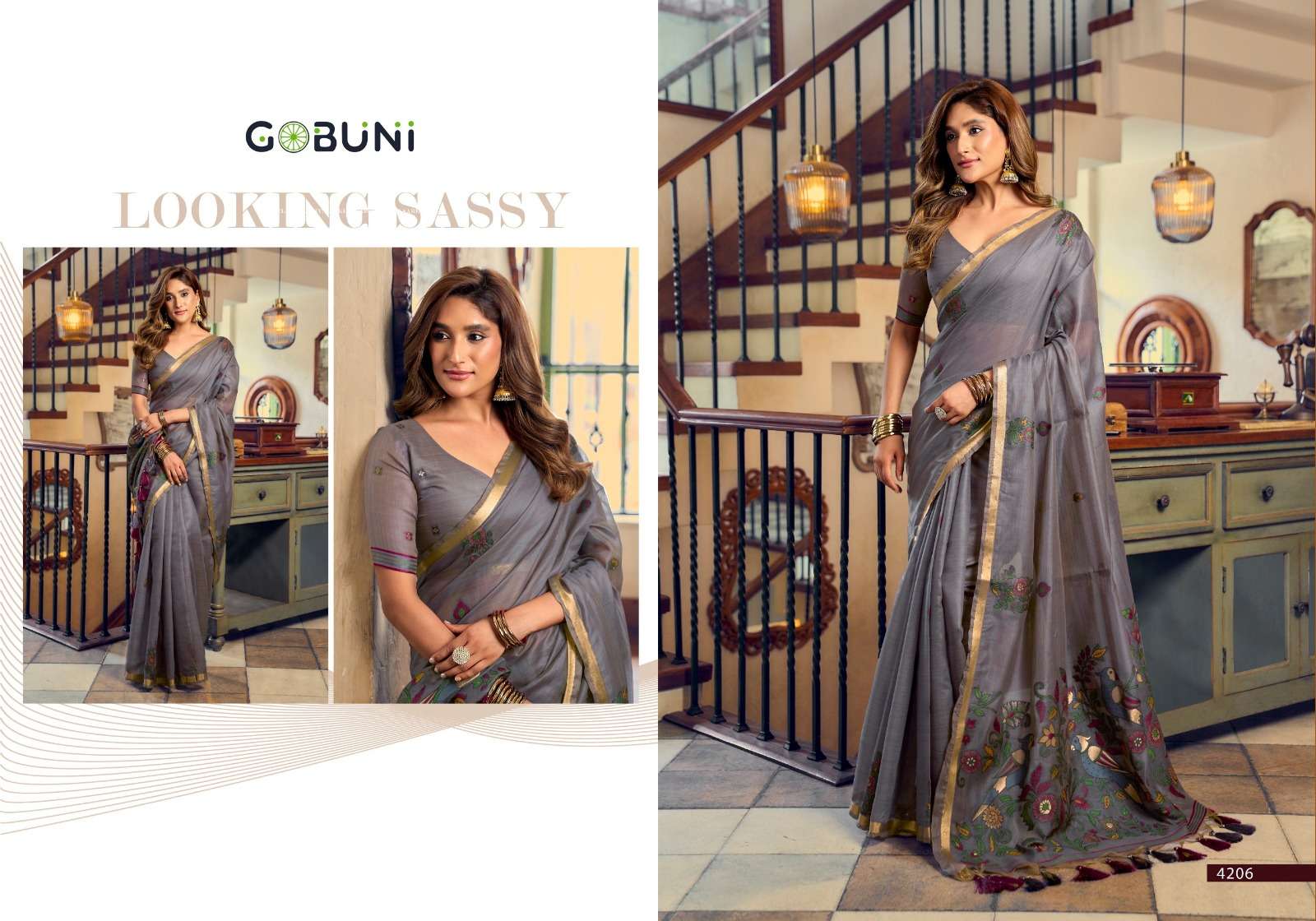 Gobuni Shreya Kolkata Cotton Litchi Work Saree - Amrah Wholesale