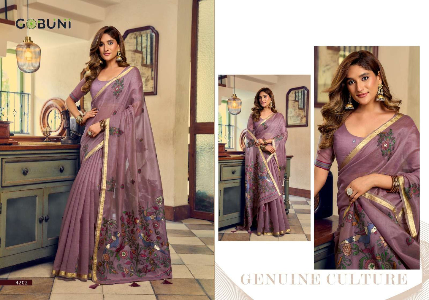 Gobuni Shreya Kolkata Cotton Litchi Work Saree - Amrah Wholesale
