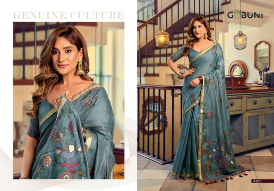 Gobuni Shreya Kolkata Cotton Litchi Work Saree - Amrah Wholesale