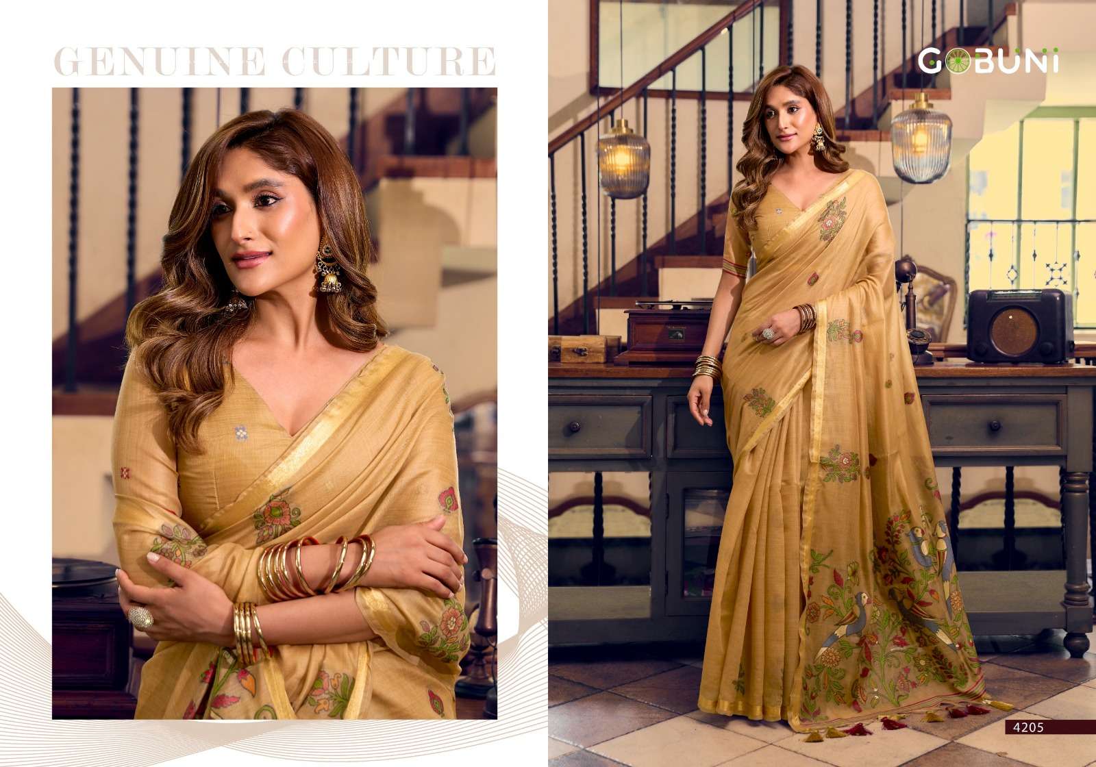 Gobuni Shreya Kolkata Cotton Litchi Work Saree - Amrah Wholesale
