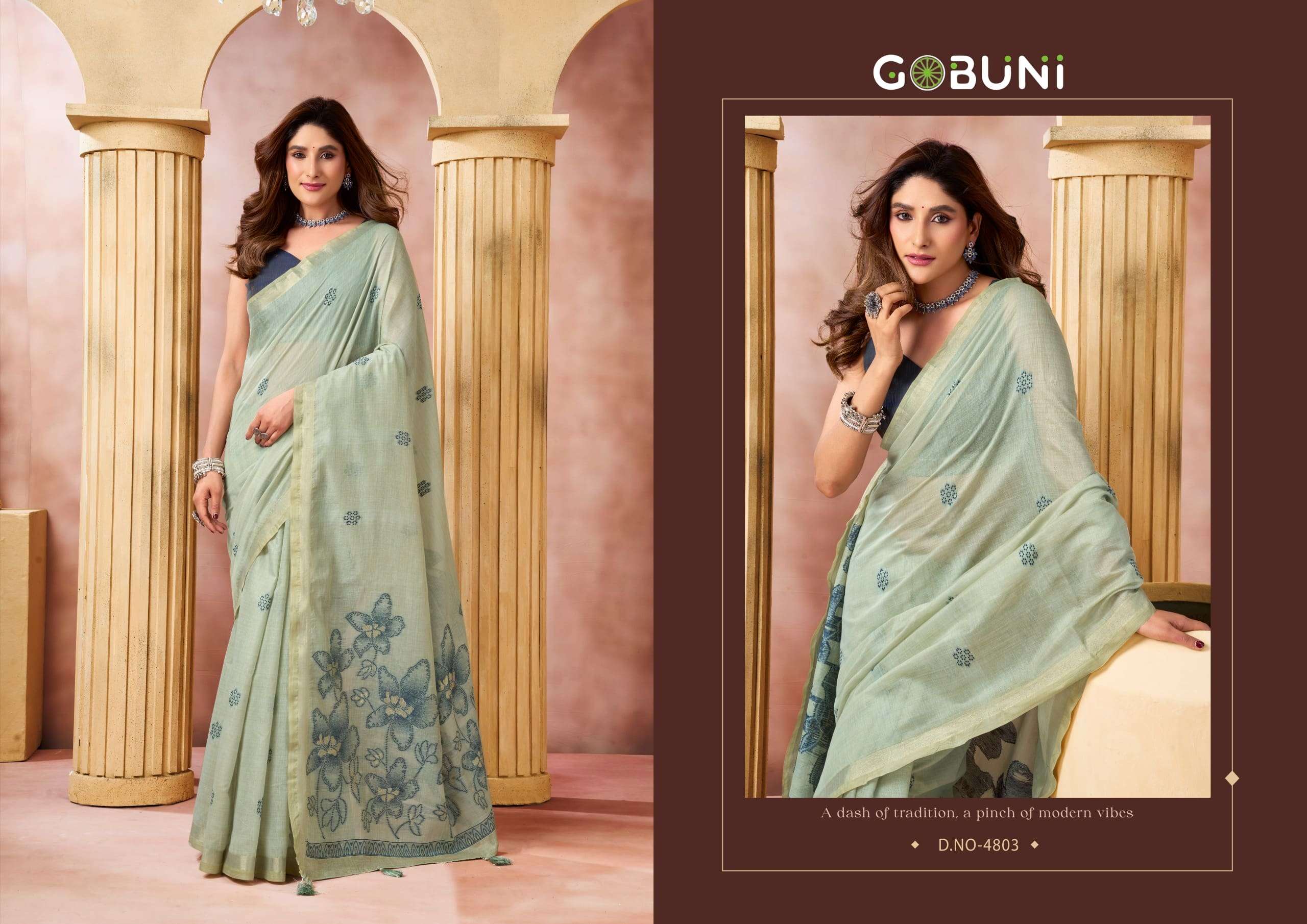 GOBUNI SHRUSHTI Premium Cotton Printed Saree