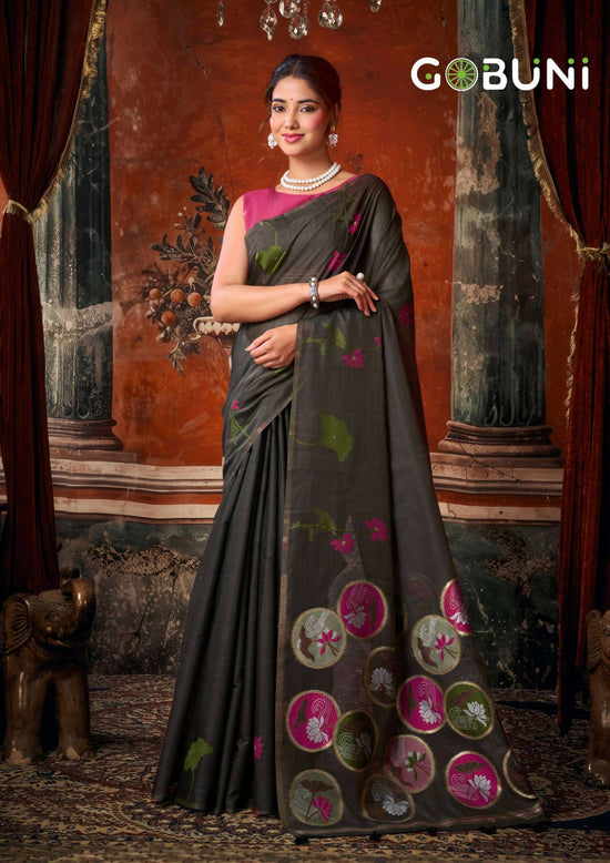 GOBUNI SRIDEVI Premium Khadi Cotton Printed Saree