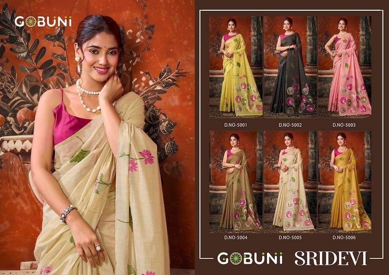 GOBUNI SRIDEVI Premium Khadi Cotton Printed Saree