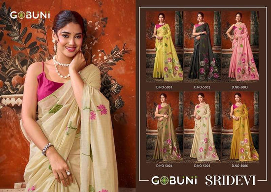 GOBUNI SRIDEVI Premium Khadi Cotton Printed Saree