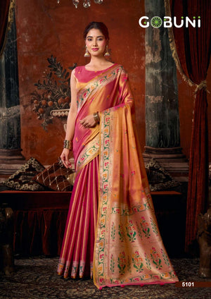 GOBUNI Suhana Tissue Silk Printed Saree - Amrah Wholesale