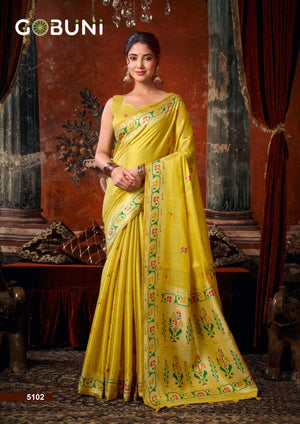 GOBUNI Suhana Tissue Silk Printed Saree - Amrah Wholesale