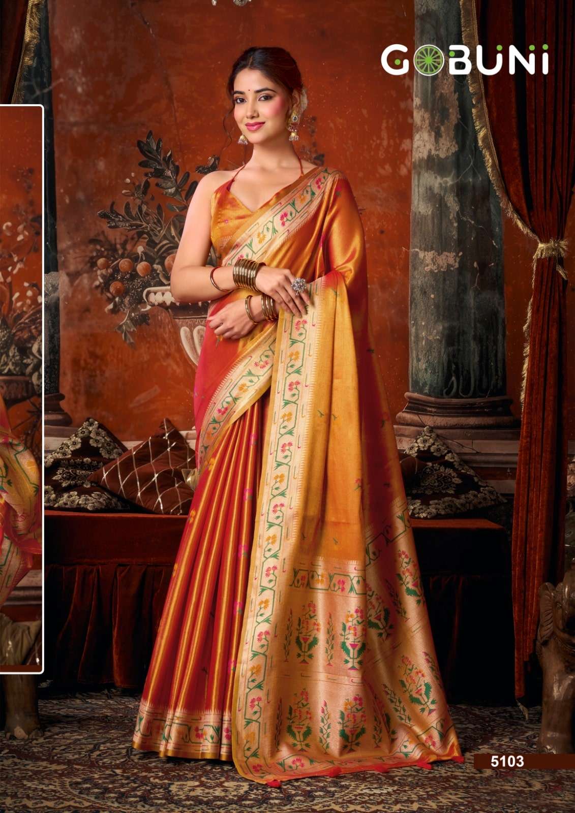 GOBUNI Suhana Tissue Silk Printed Saree