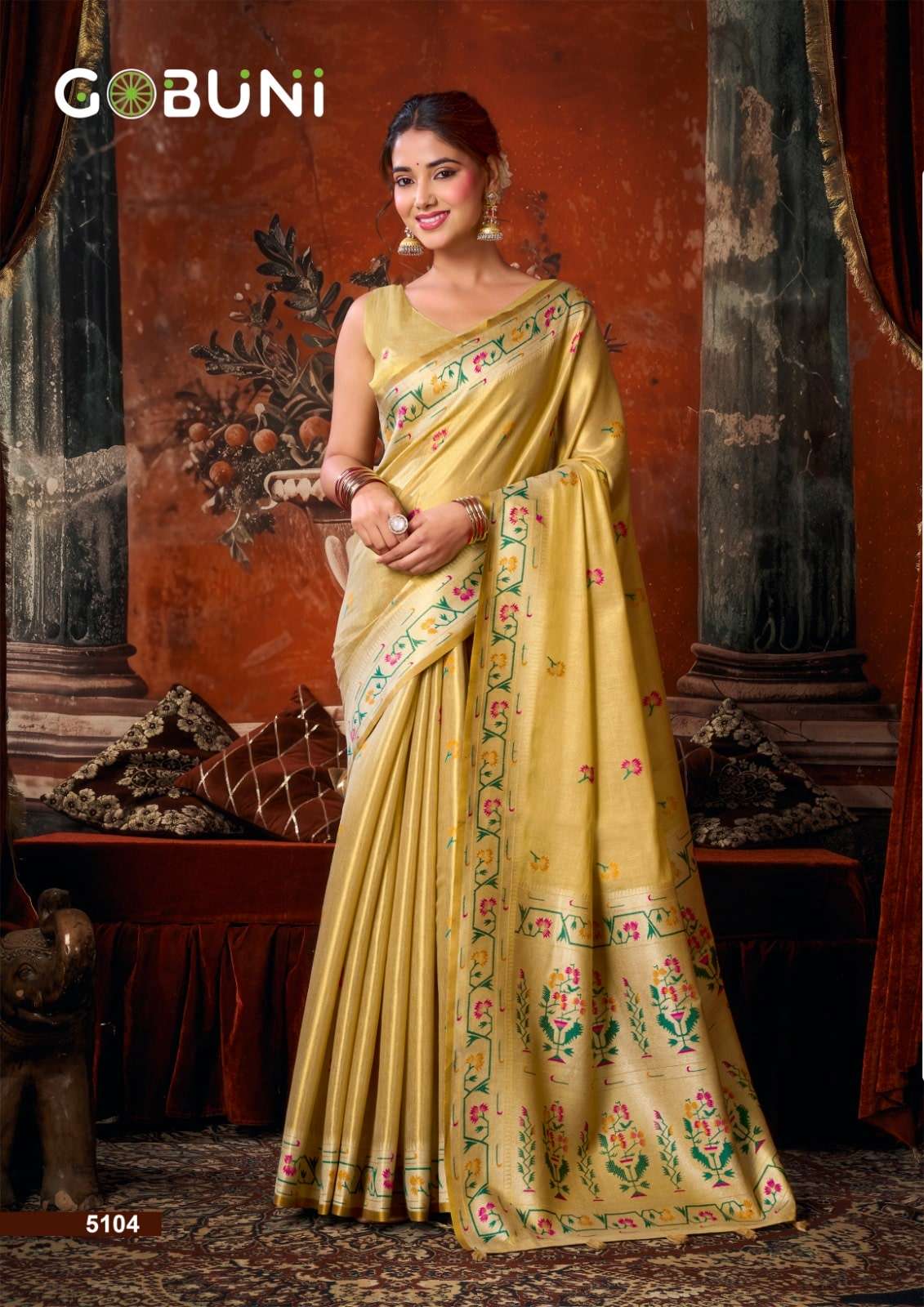 GOBUNI Suhana Tissue Silk Printed Saree