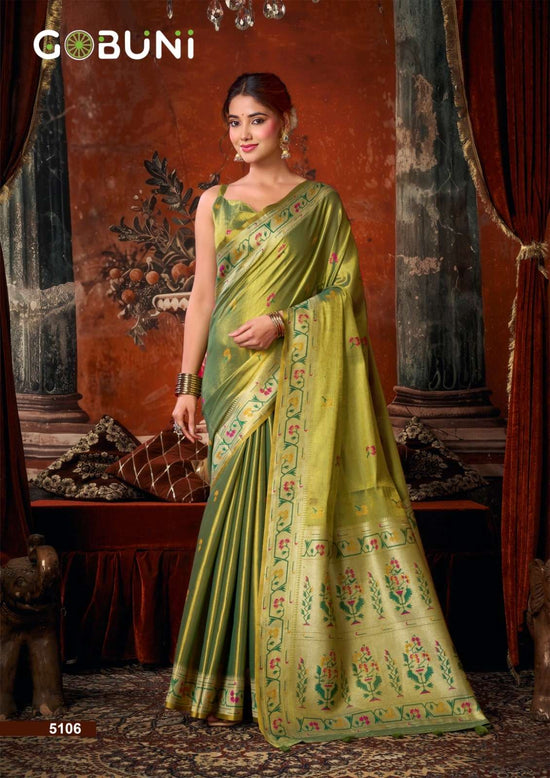 GOBUNI Suhana Tissue Silk Printed Saree