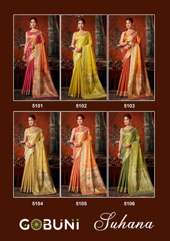 GOBUNI Suhana Tissue Silk Printed Saree