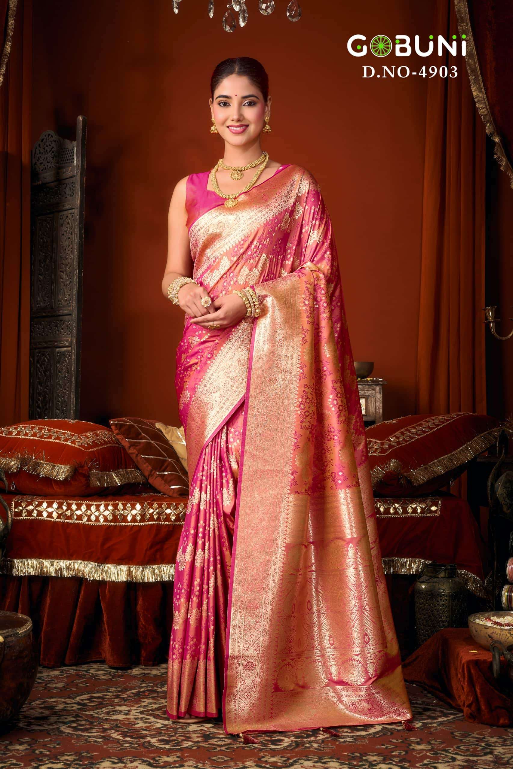 GOBUNI SUKOON Jacquard Silk Printed Saree