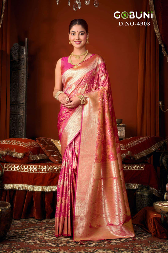 GOBUNI SUKOON Jacquard Silk Printed Saree